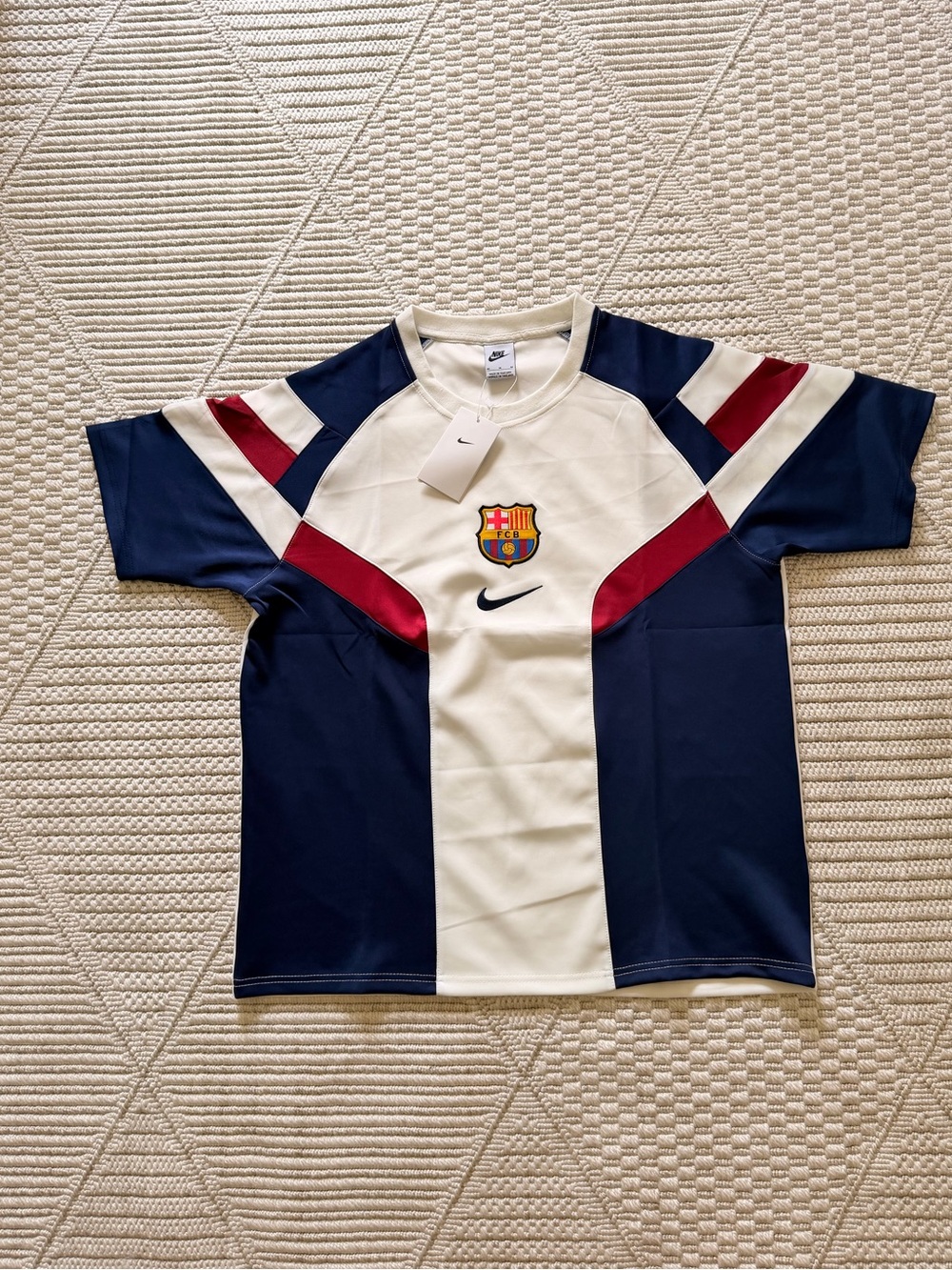 Nike Navy White and Red FC Barcelona Short Sleeve lifestyle Tshirt